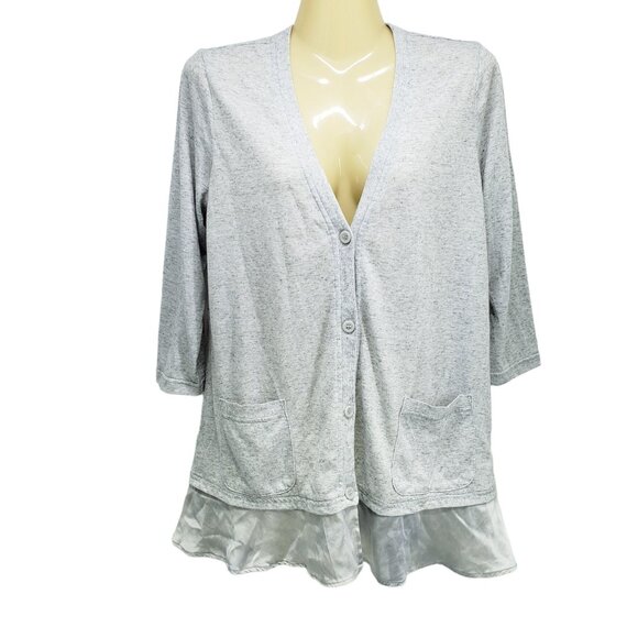 Soft‎ Surroundings Womens Cardigan With Silk Trim & Pockets Size S Gray - Picture 7 of 7
